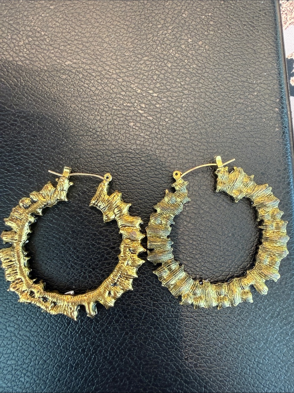 Multicolor Crystal Hoop Earrings - Gold Setting - Picture 2 of 2